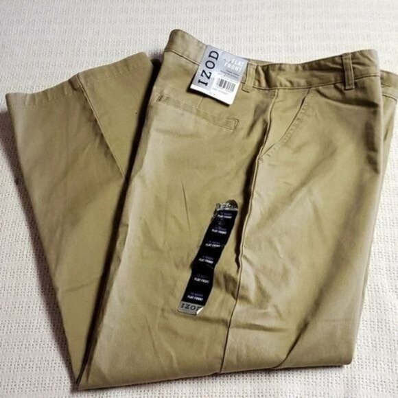 IZOD Husky Classic Flat Front Sz. 16H  Khaki's - Picture 1 of 11